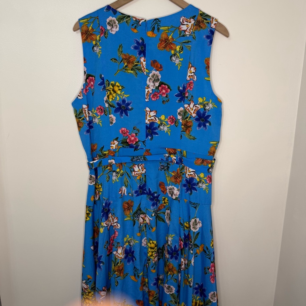 Calvin Klein Blue Floral Midi Dress Sleeveless Women's Size 16W Beach Resort - Picture 6 of 9